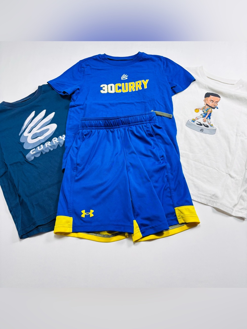 Under Armour Blue and Yellow 30 Curry Athletic Shirt & Shorts Set